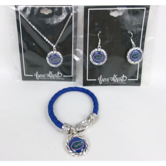 From The Heart Florida Gators Logo Jewelry Set of 3 Bracelet Necklace Earrings - Picture 1 of 4